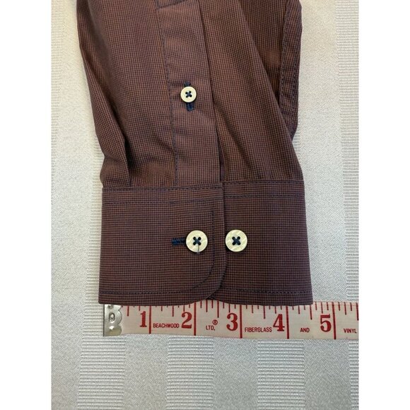 ROWM Men's Long Sleeve Shirt Cotton Small Plaid Purple/Blue - Sz L NWT - Picture 7 of 14